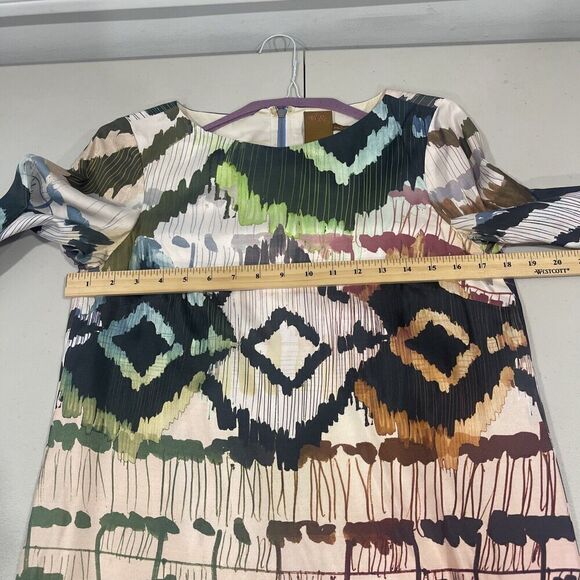 Ali Ro Anthropologie Womens 6 Shift Dress Lined Abstract Artsy Tribal Boho Silk - Picture 5 of 10